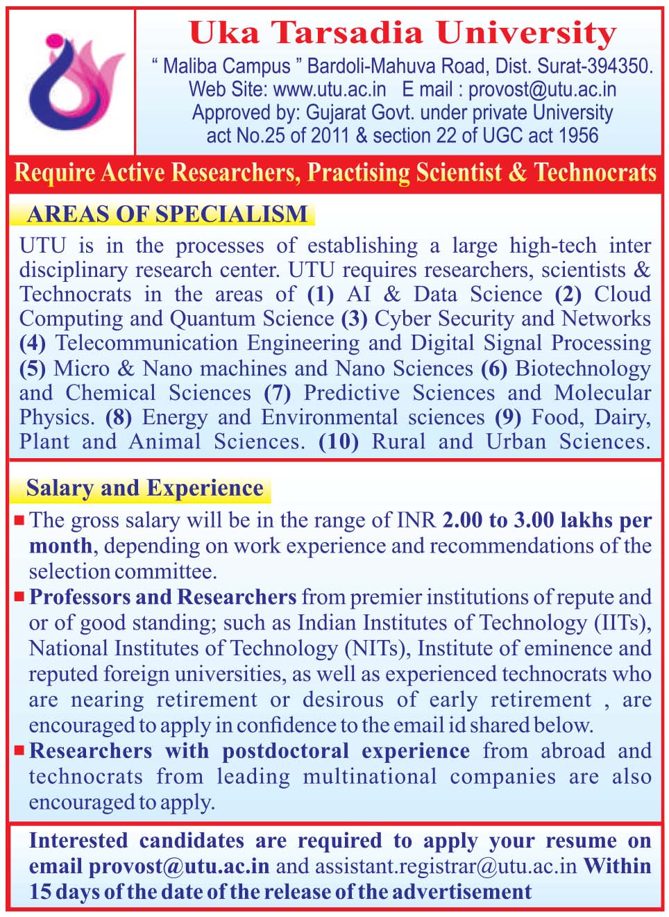 UKA Tarsadia University logo